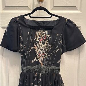 Elegant Vintage Black Floral Dress